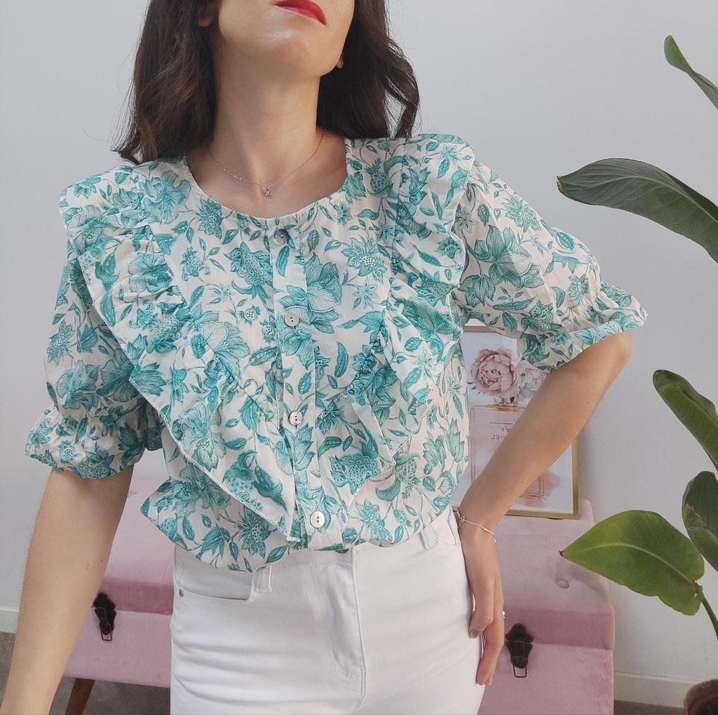 Blusa estampada agua marina