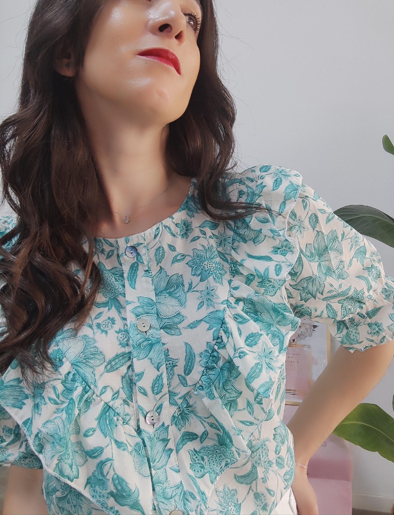 Blusa estampada agua marina