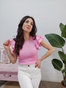 Camiseta Volantes rosa chicle