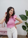 Camiseta Volantes rosa chicle