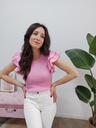 Camiseta Volantes rosa chicle